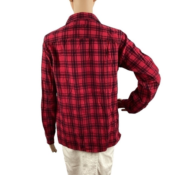 Duluth Trading Button Down Flannel Top Size S Red Plaid - Picture 5 of 6